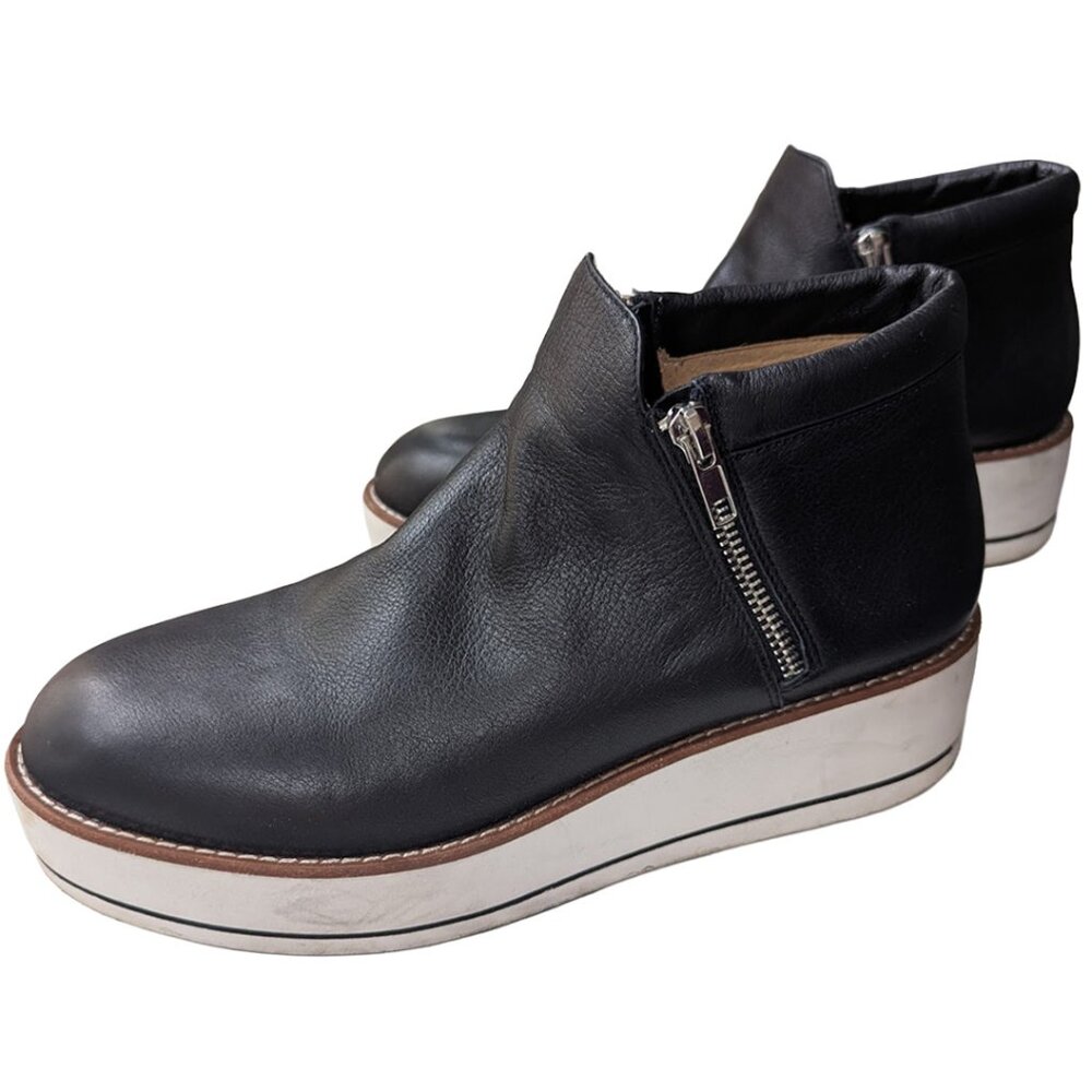 Silent D Black Leather Platform Bootie